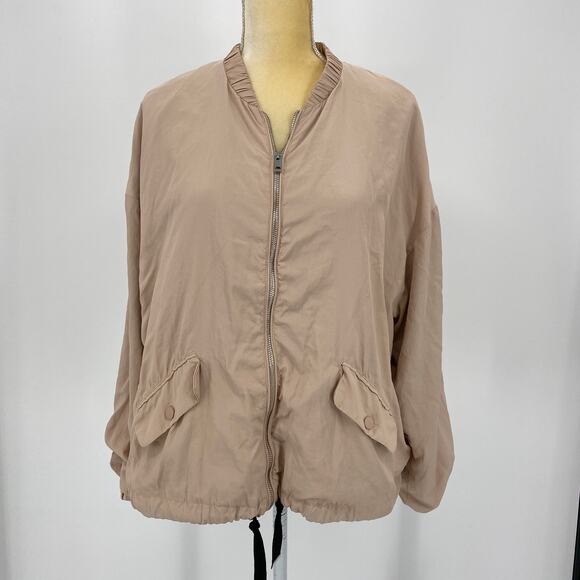 ZARA TRF Flowing Sateen Bomber Jacket Size M Full Zip Jacket Lightweight Layer - Picture 1 of 6